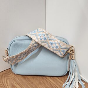 Vegan PU Leather Miami Cross body bag in Pale Blue