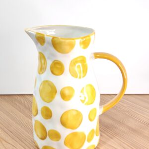 Tall Spotted Yellow Ceramic Jug by Bloomingville