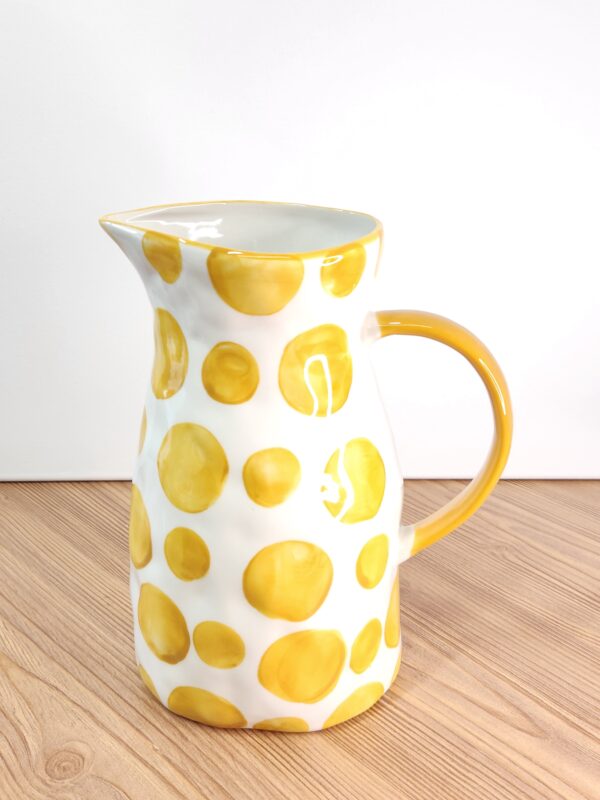 Tall Spotted Yellow Ceramic Jug by Bloomingville